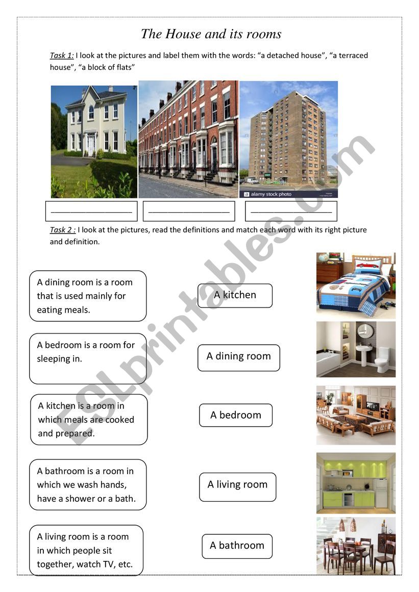 the house and its rooms - ESL worksheet by Hadami