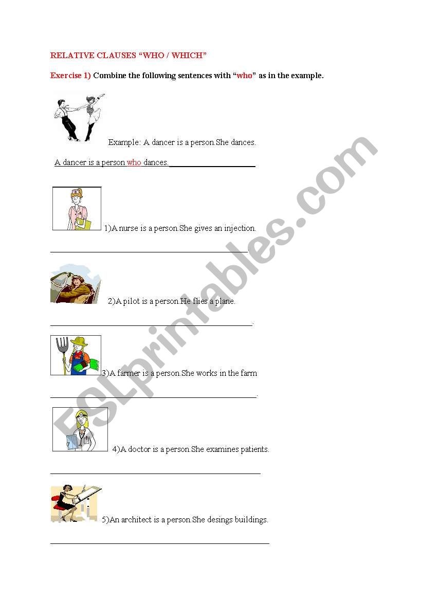 relative clauses worksheet