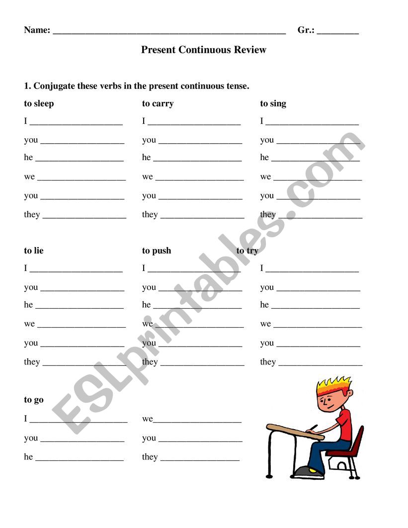 Present Continuous Review worksheet