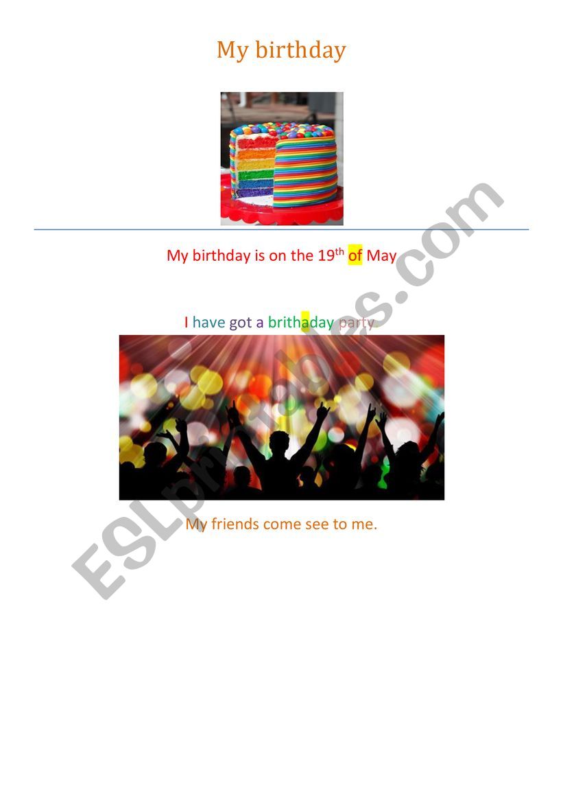 presentation my birthday worksheet