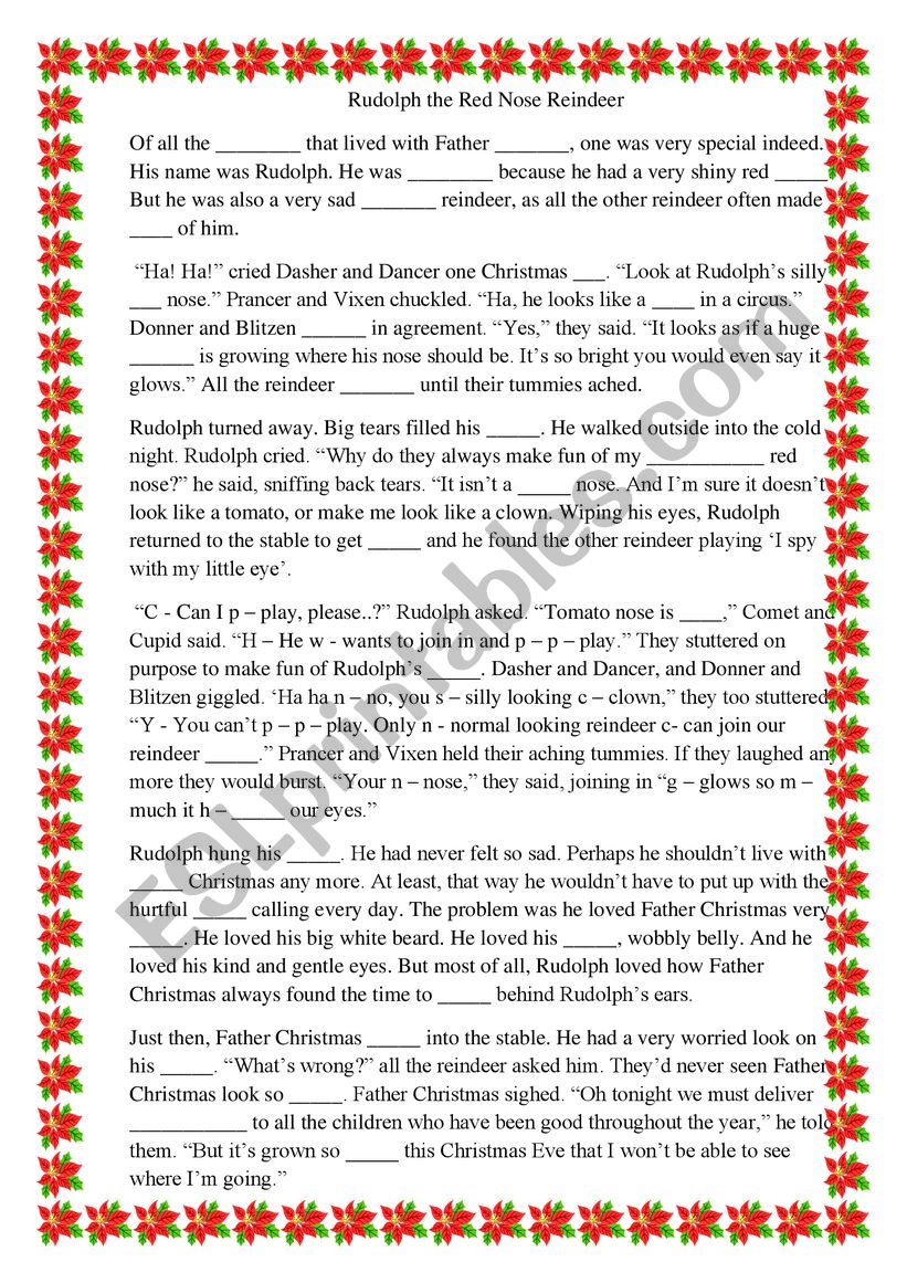 Rudolph the Red Nose Reindeer worksheet