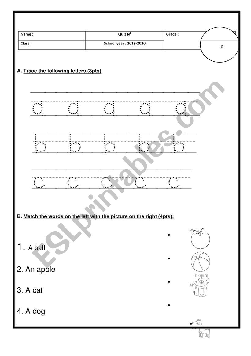 A quiz Elementary  worksheet