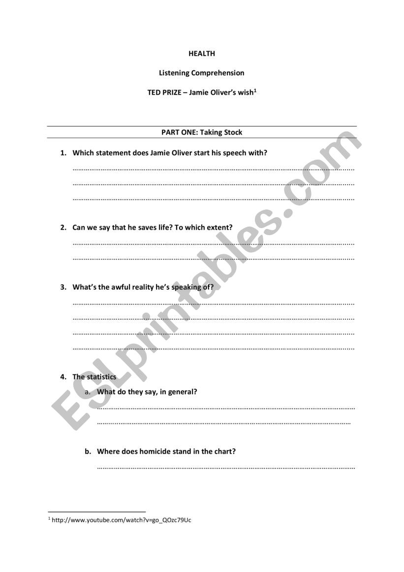 Jamie Olivers TED prize worksheet