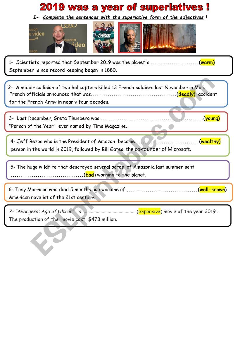 Superlative forms worksheet