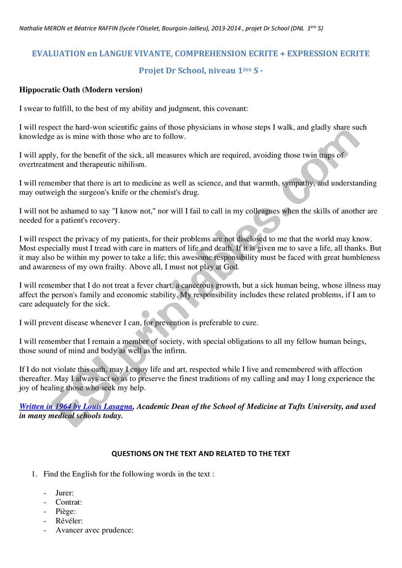 hippocratic_oath worksheet