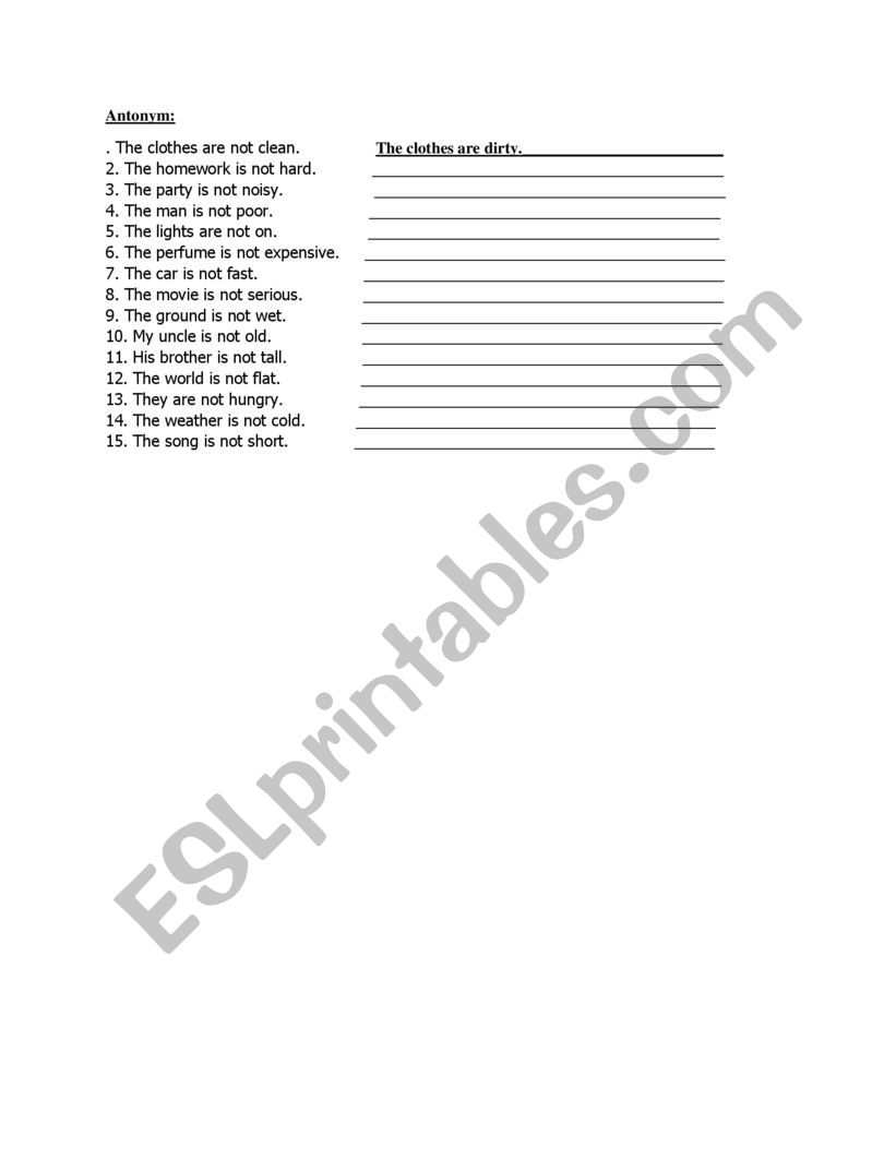 Antonym worksheet