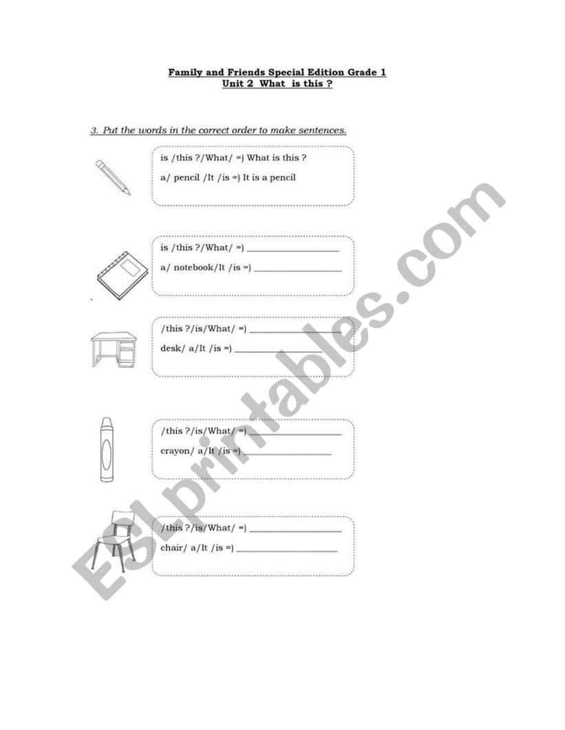 family and friends 1 worksheet
