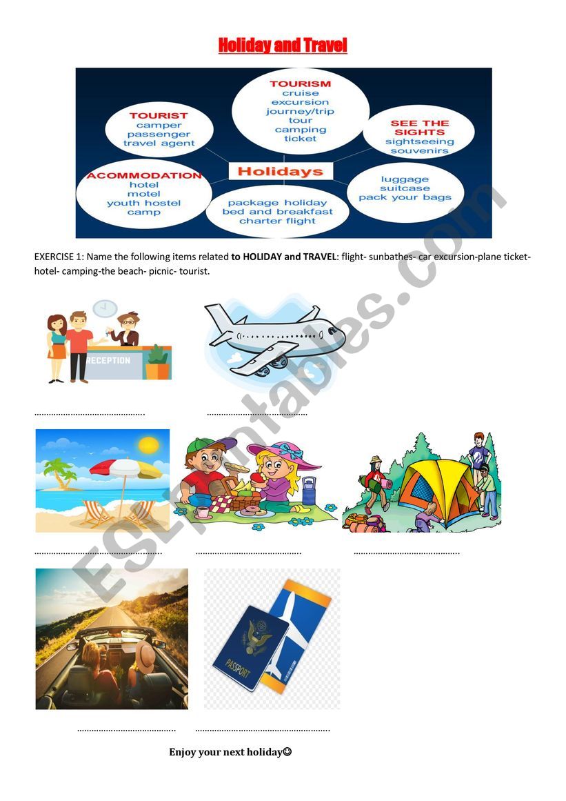 Holiday And Travel worksheet