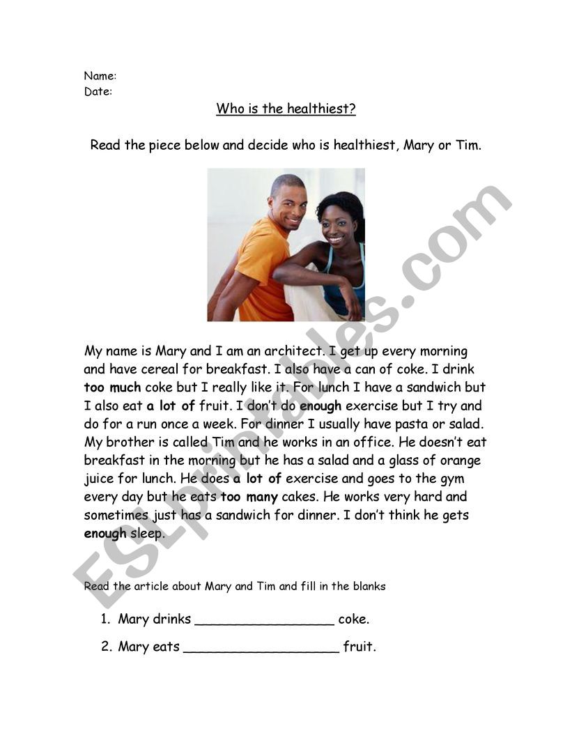 HEALTH worksheet