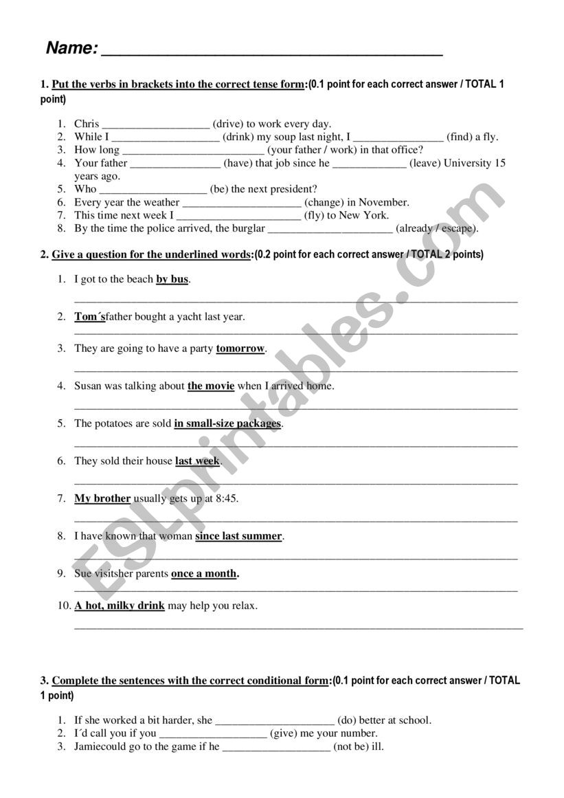 EXAM 2 BACHILLERATO worksheet