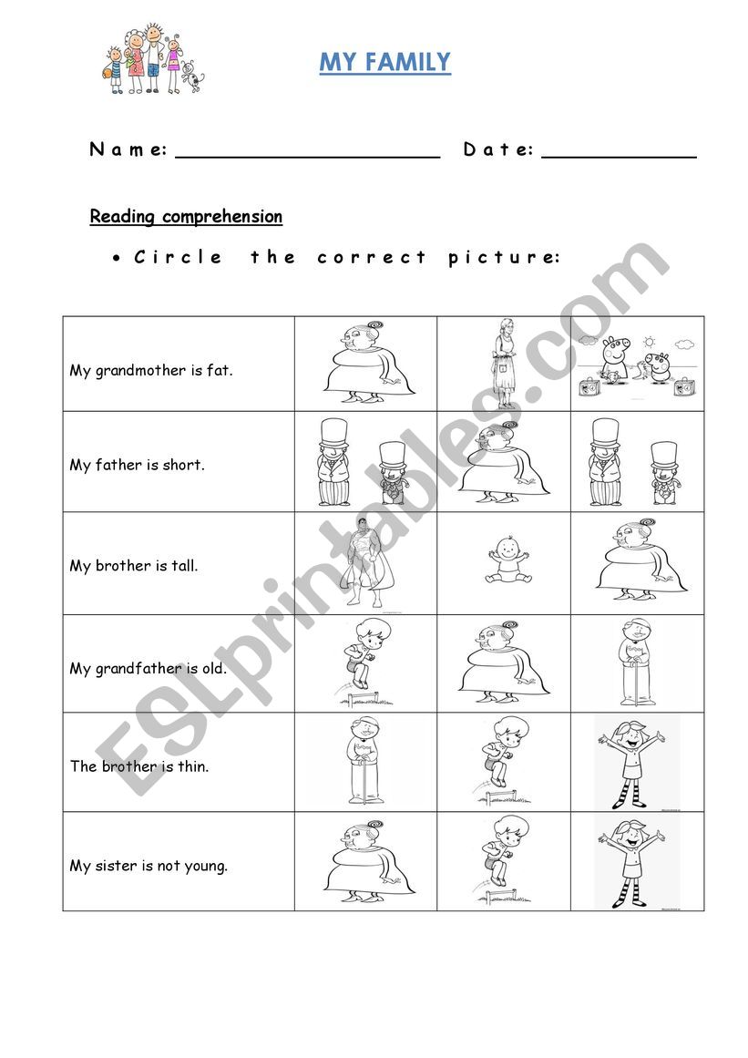 My family worksheet