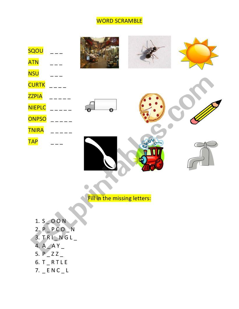 Word Hunt worksheet