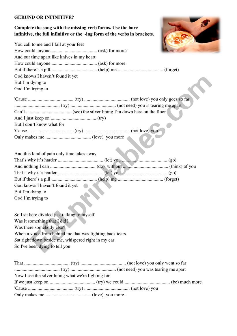 Trying Not To Love You song worksheet