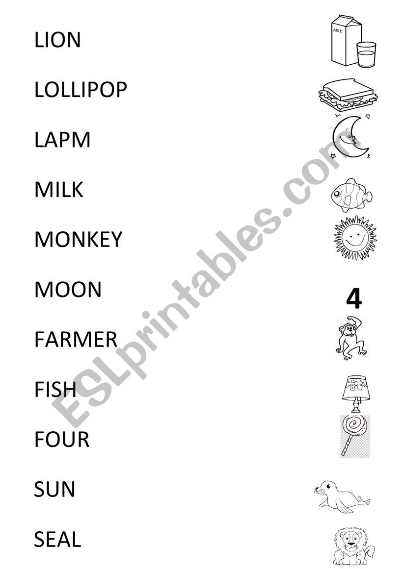 VOCABULARY- MATCH worksheet