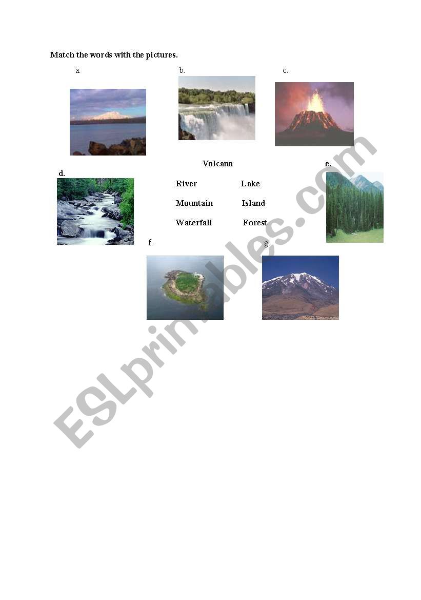 Environmental places worksheet