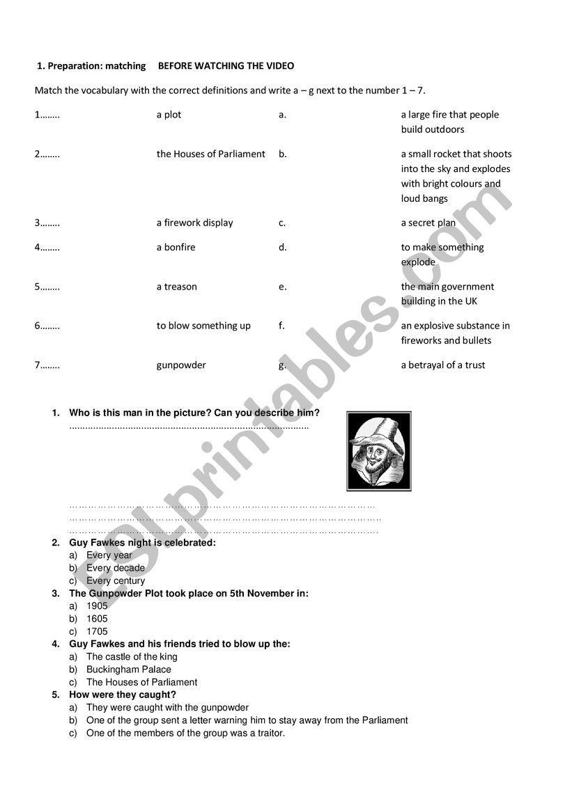 bonfire night worksheet