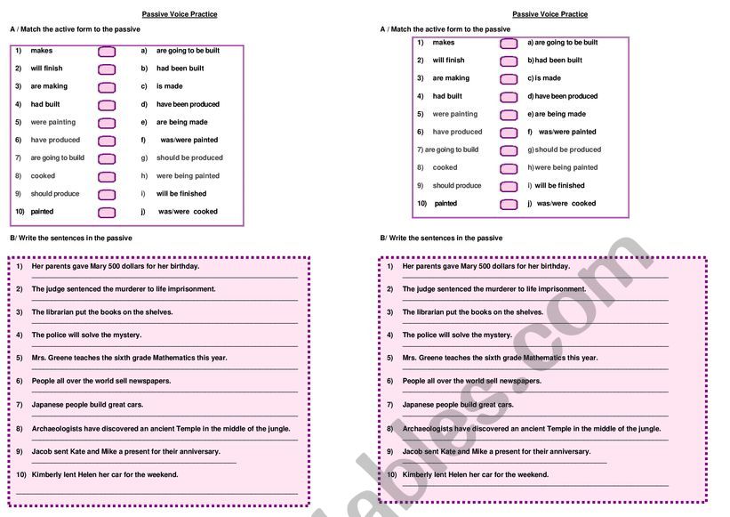 Passive voice practice worksheet