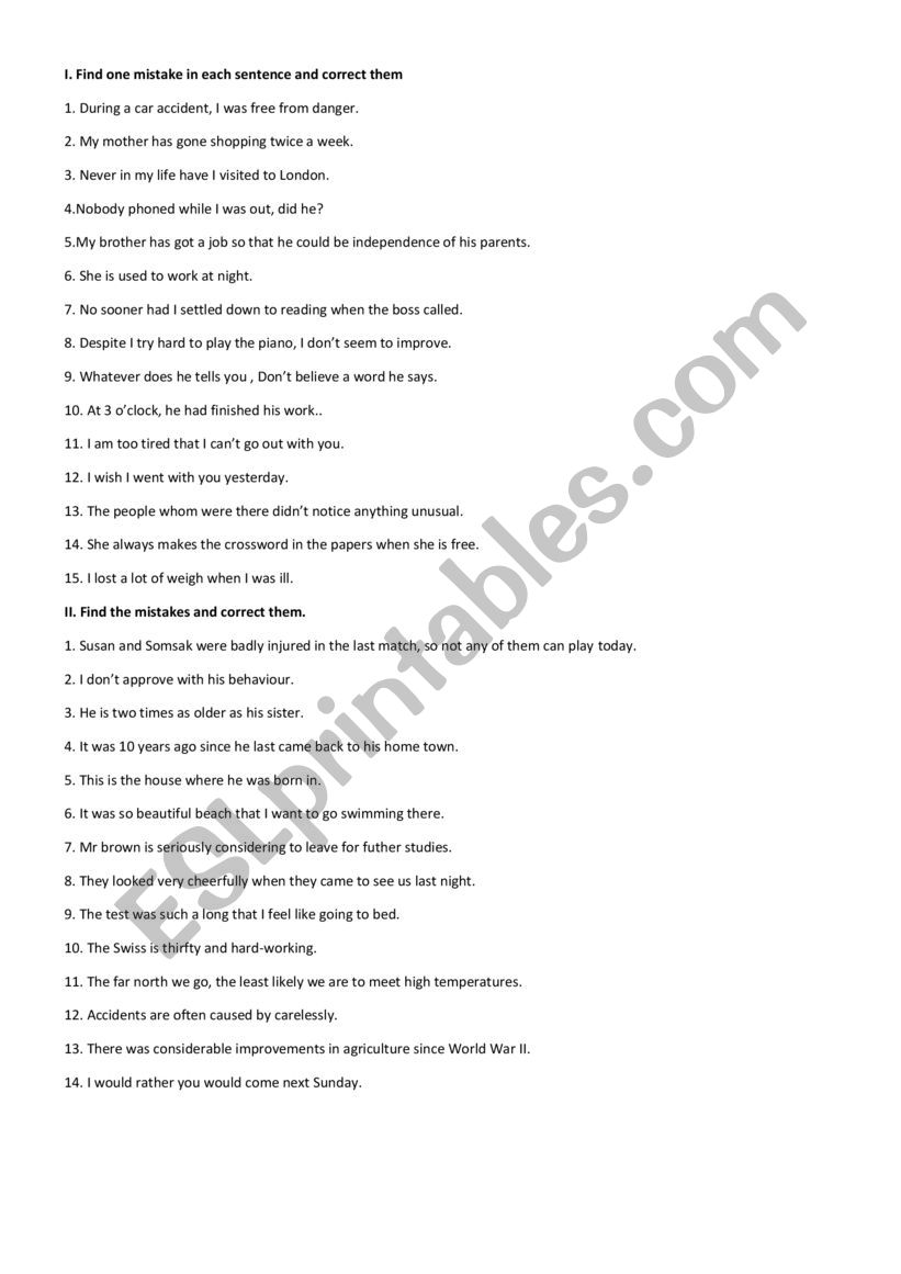 REVIEW TOEFL EXERCISES worksheet