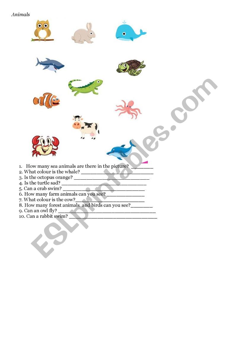 how many animals can you see? worksheet