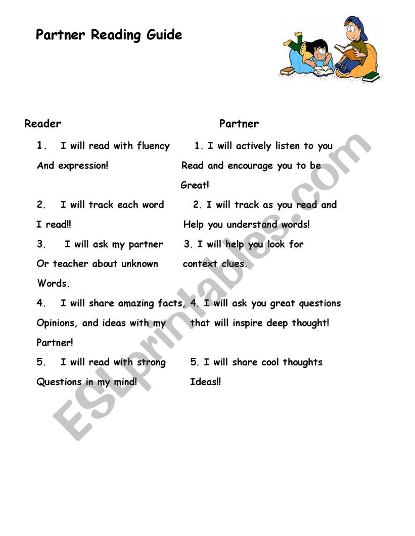 Partner Reading Guide worksheet