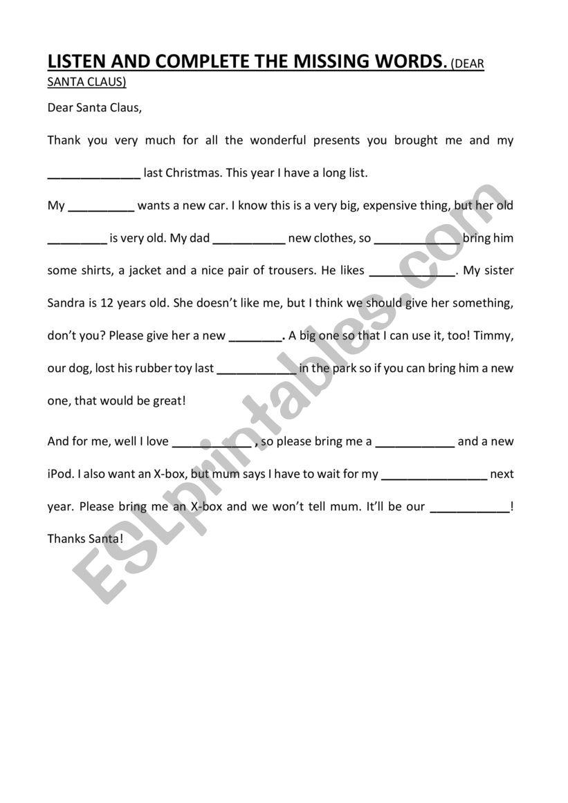 LISTENING COMPRENHENSION worksheet