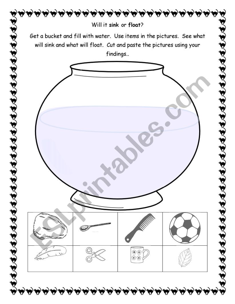 Will it sink or float? worksheet