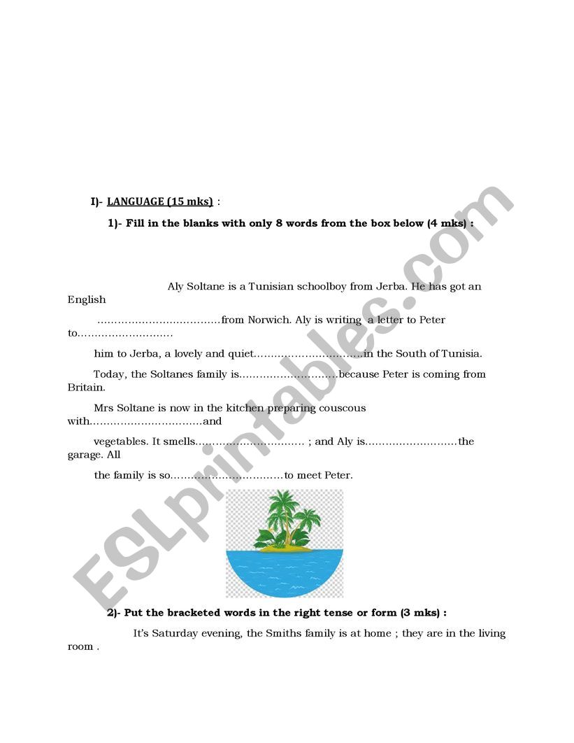 English end-term exam 1 worksheet