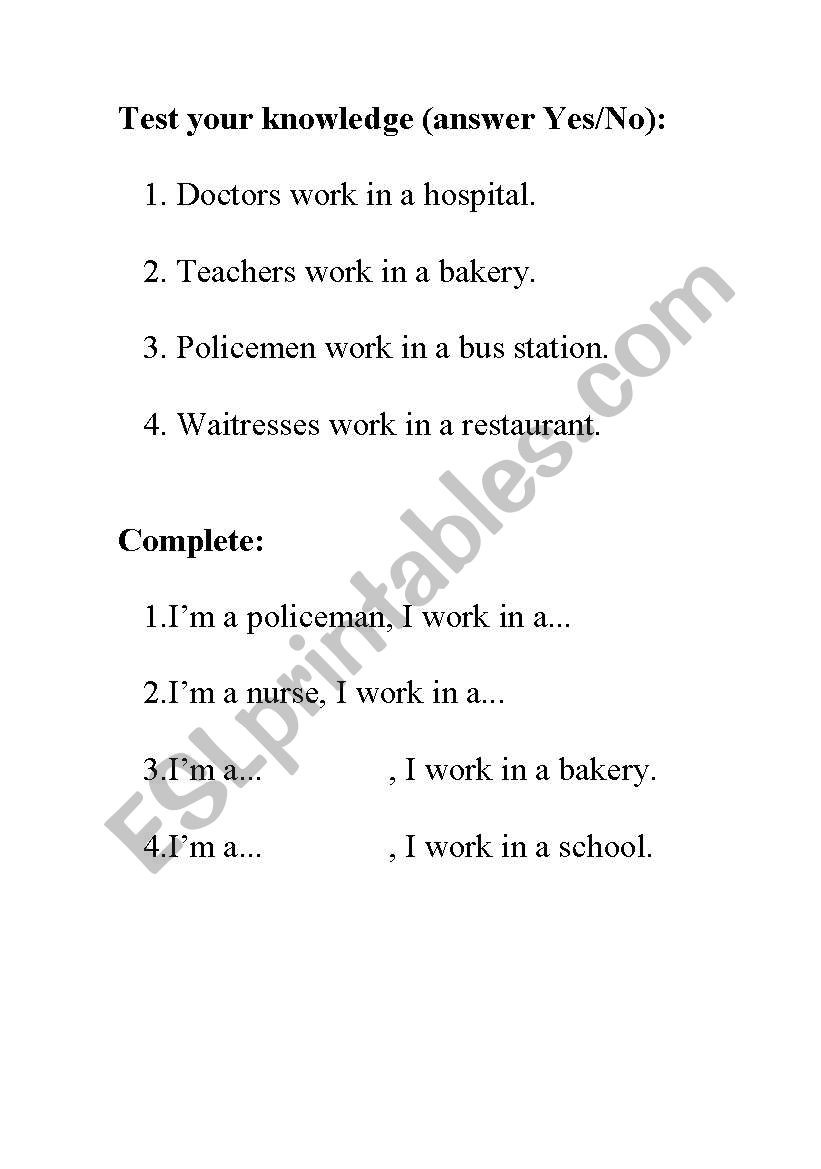 test your knowledge worksheet
