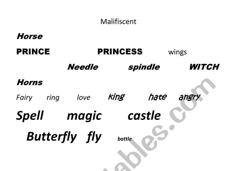 a worksheet to use with the trailer of malificent film