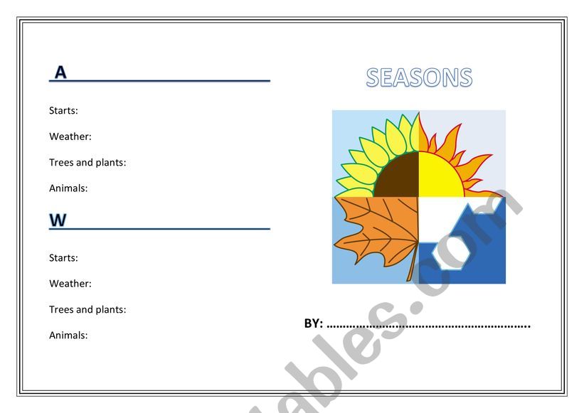 seasons booklet worksheet