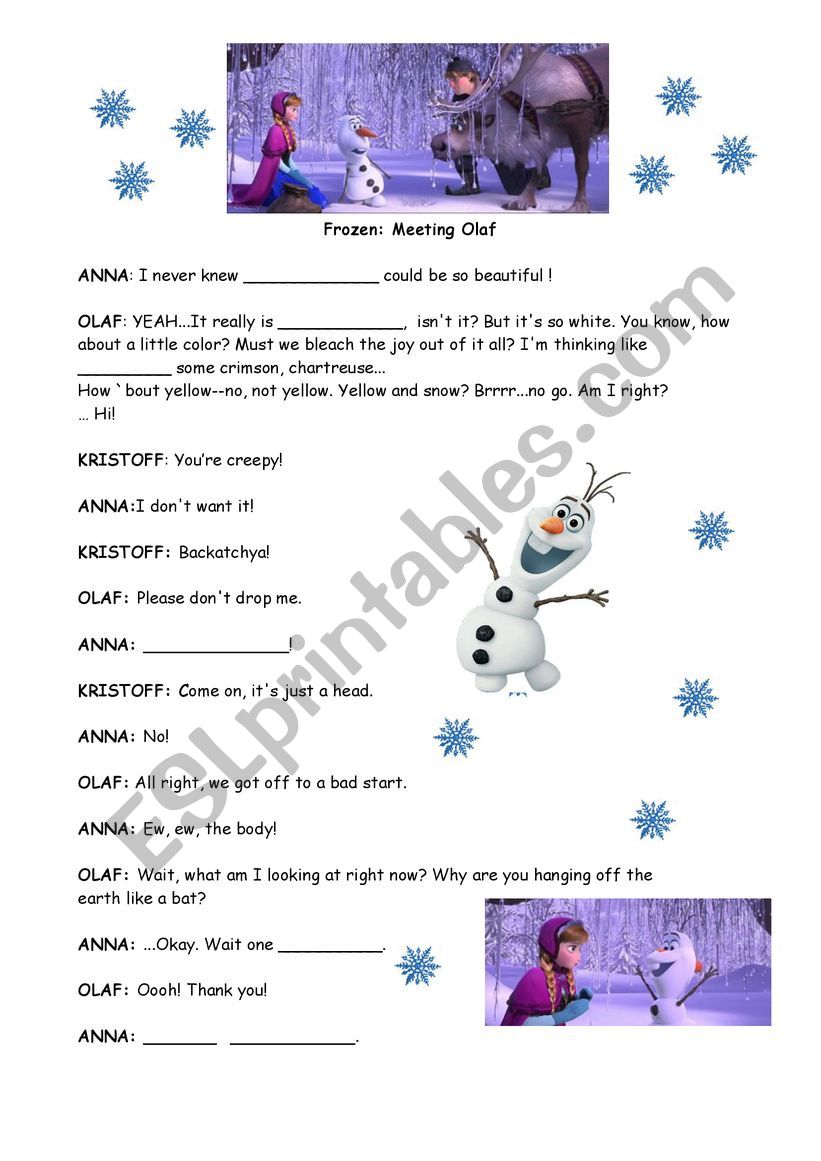 Frozen dialogue worksheet