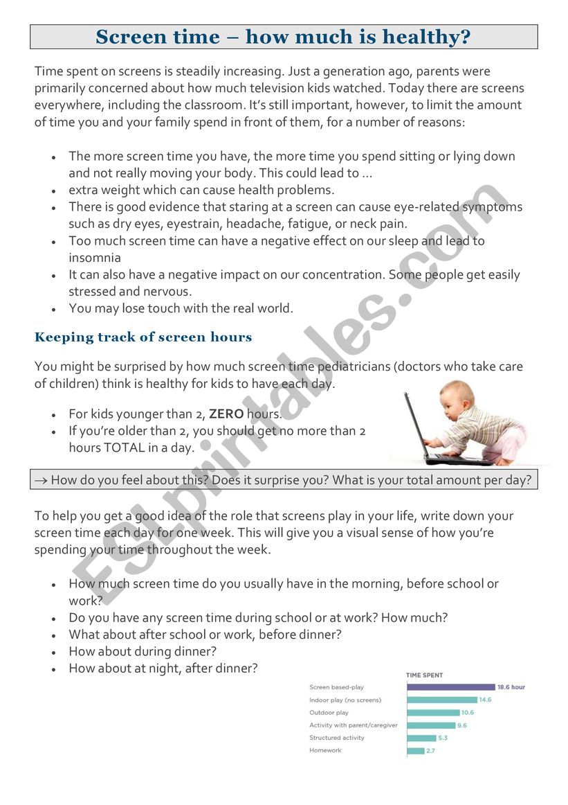 Healthy screentime  worksheet