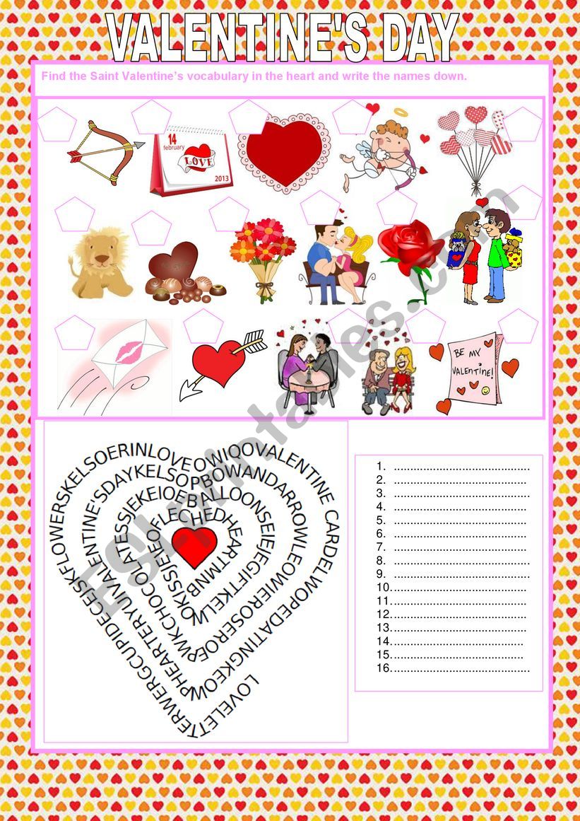 Valentine�s Heart worksheet