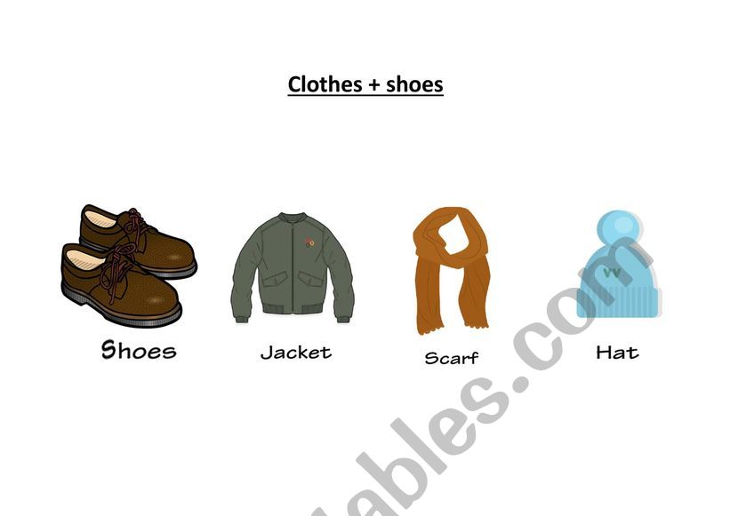 Clothes + shoes. Put on your shoes. - ESL worksheet by alexanderperesvetov