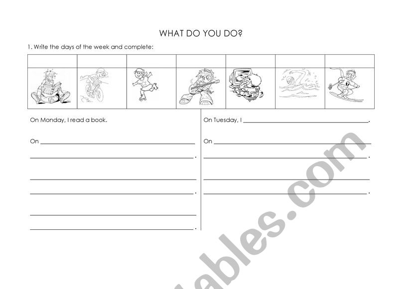 Actions and days of the week worksheet