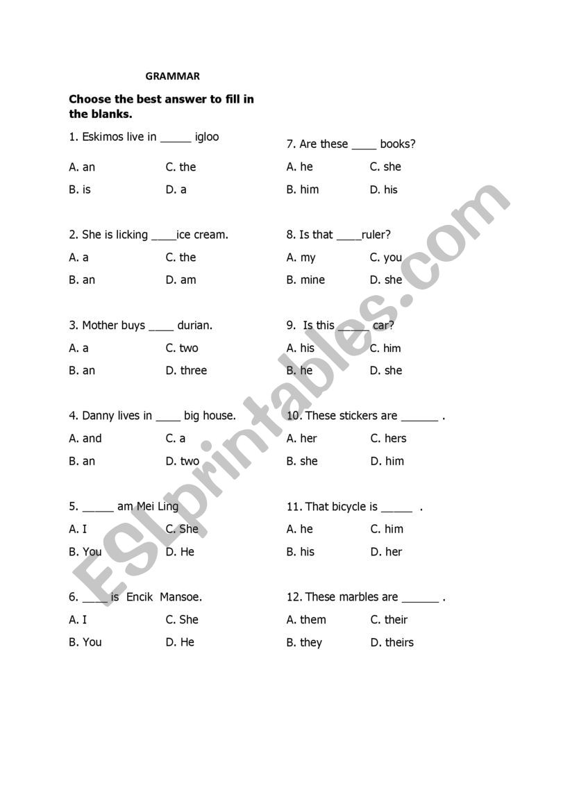 GRAMMAR EXERCISES worksheet