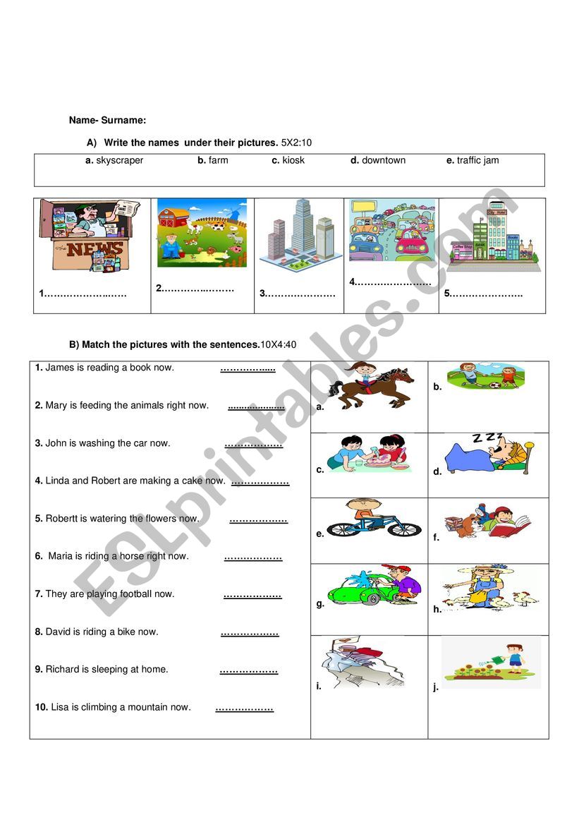 an exam for elementaries worksheet