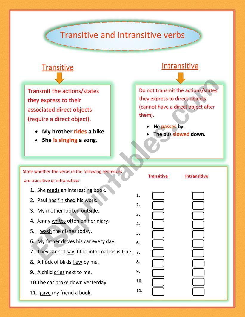 30 Transitive And Intransitive Verb Worksheet Support Worksheet