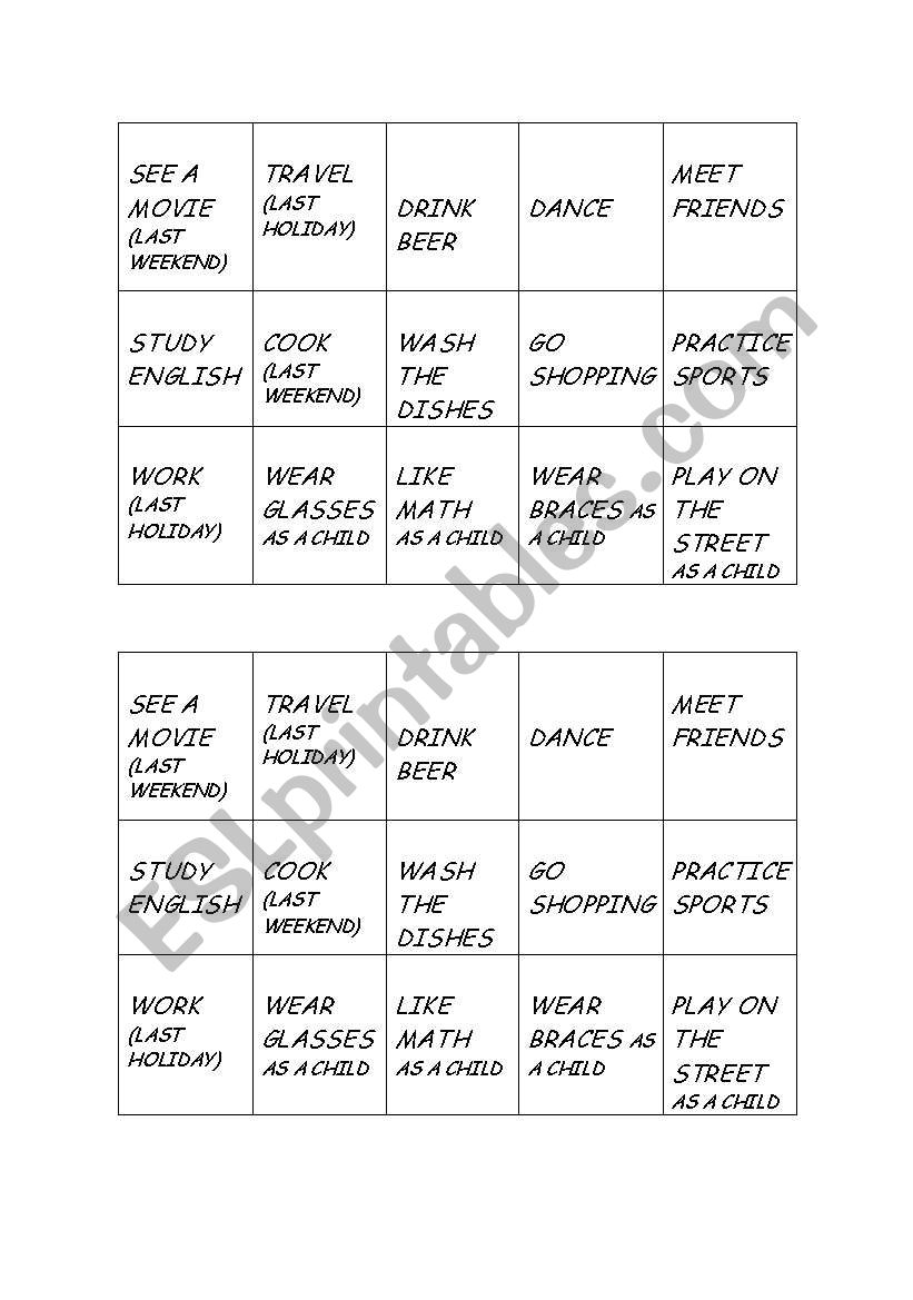 Human Bingo worksheet