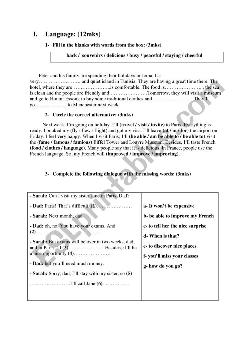 mid term test n1 worksheet