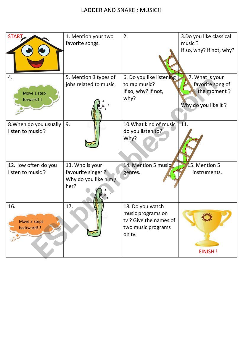 ladder snake music worksheet