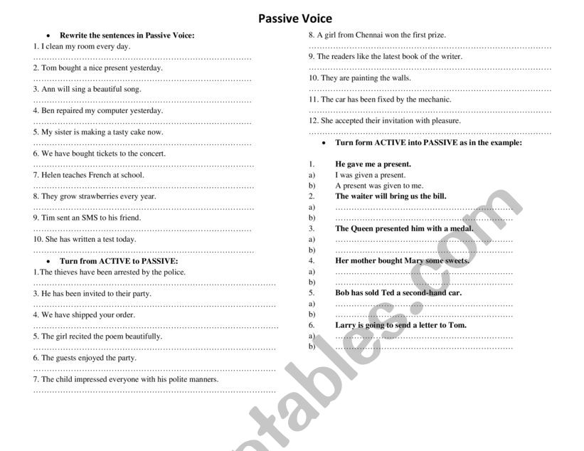 Passive Voice worksheet