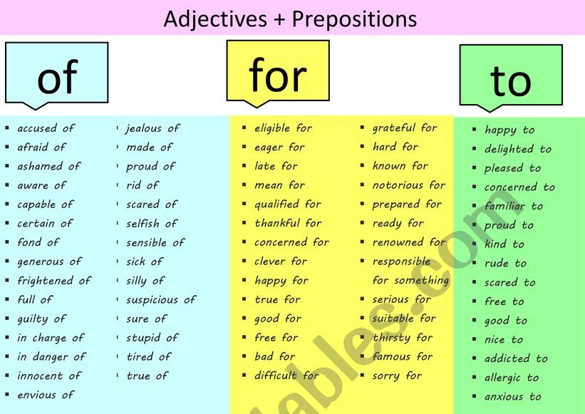 Adjectives And Prepositions ESL Worksheet By Njying0816