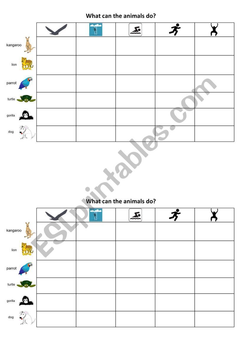 How do these animals move? worksheet