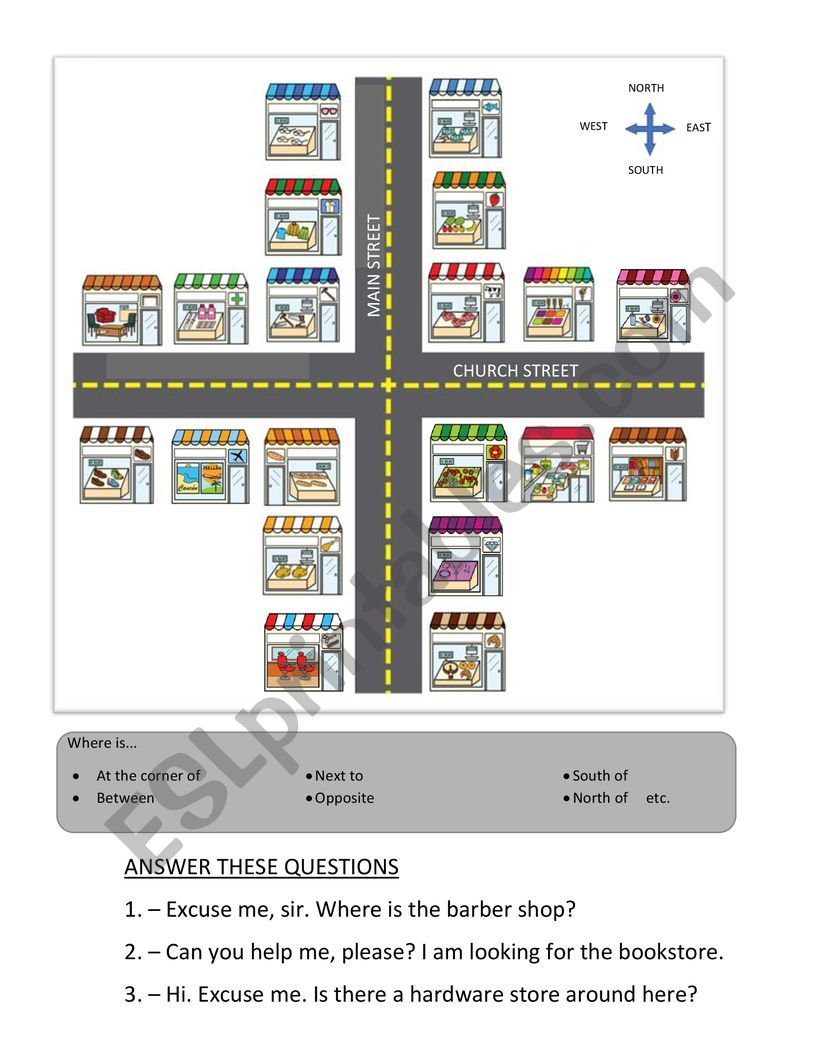 Giving directions worksheet