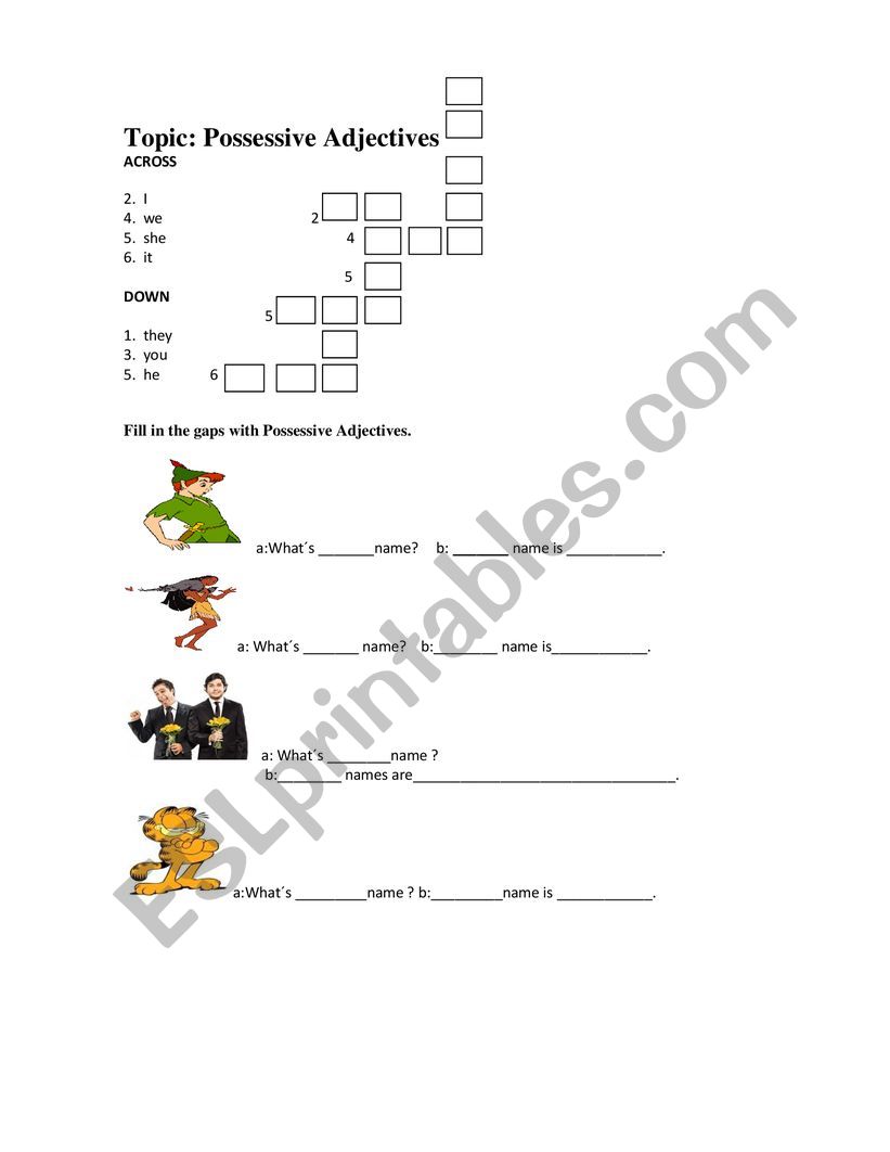 POSSESSIVE ADJECTIVES worksheet