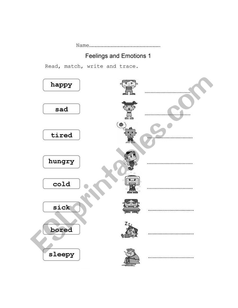 Feelings and Emotions Part 1 worksheet