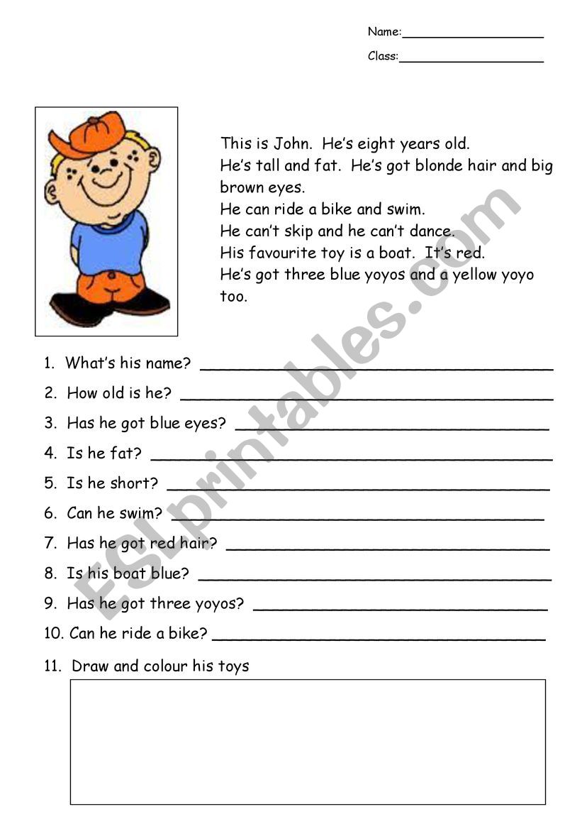 Comprehension worksheet