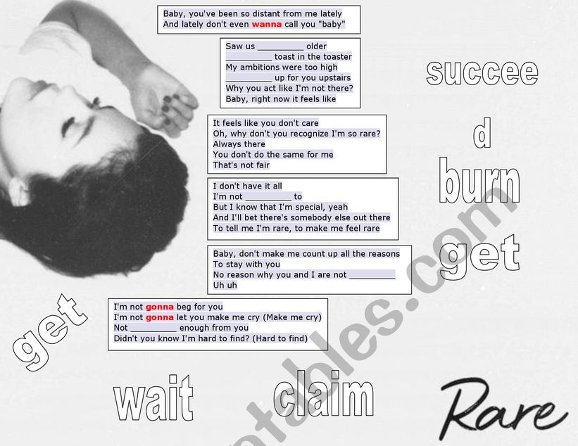 Selena Gomez - Rare worksheet