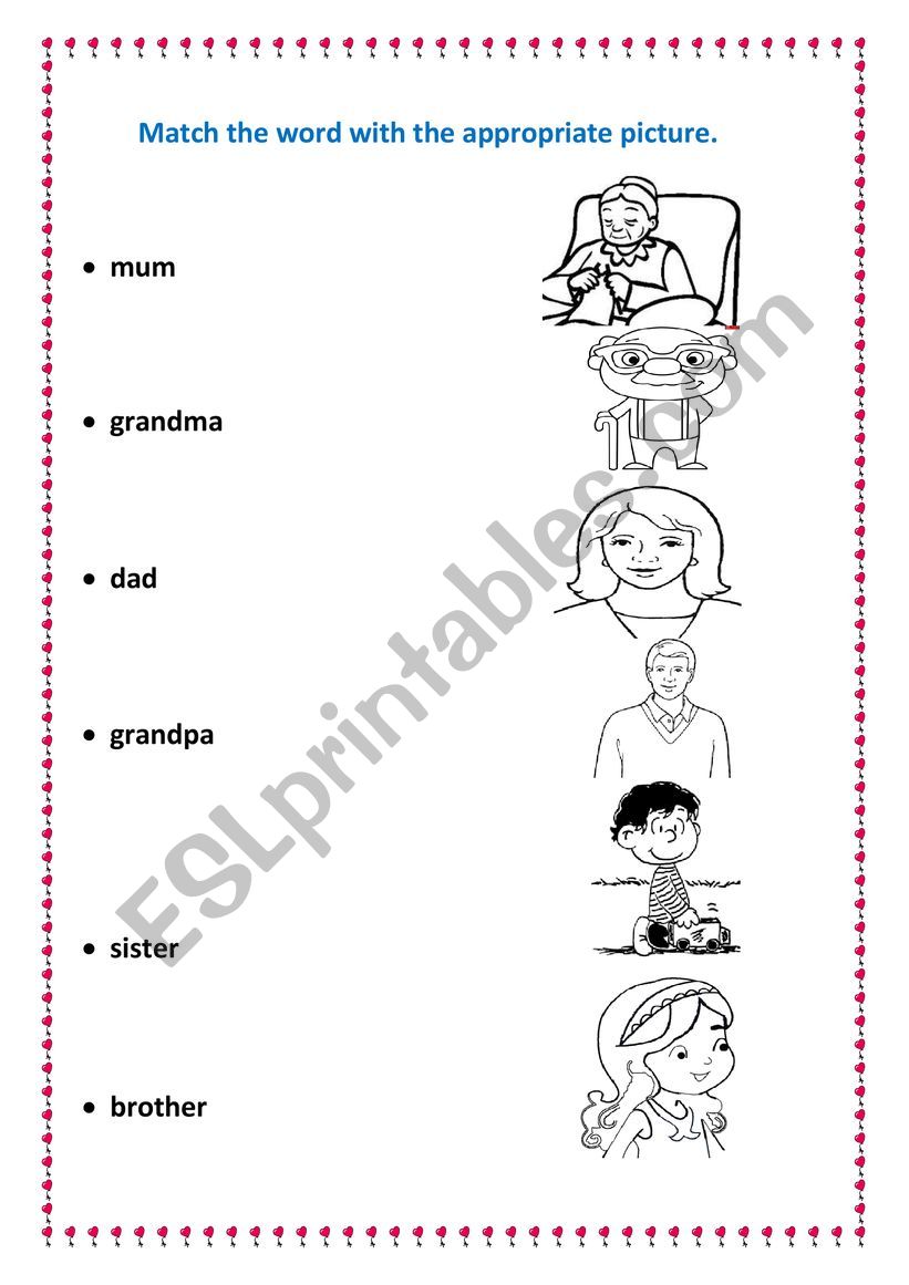 family members worksheet